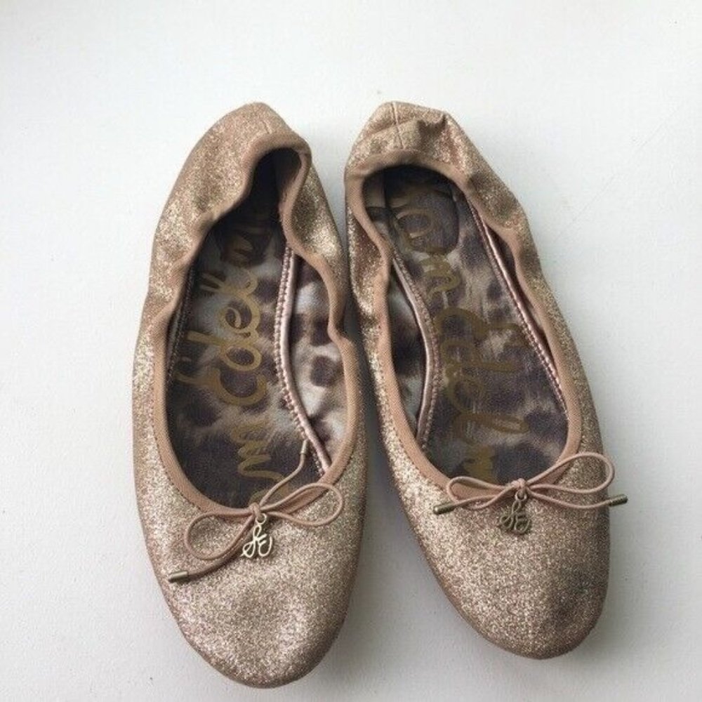 Sam‎ Edelman Glitter Gold  Ballet Flats 6.5 Womens
